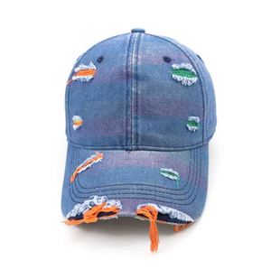 Spring <b>Summer</b> New Vintage Formal Hole Washed Personalized Denim Baseball <b>Cap</b> Outdoor Casual American Peaked Hat Trendy - Product Image 3