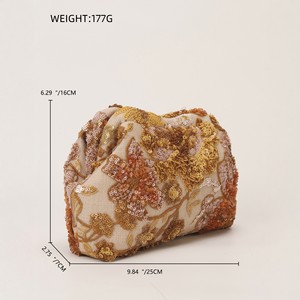 Borsa da Sera in Poliestere con Paillettes Ricamate su Misura, <span class=keywords><strong>Pochette</strong></span> da Donna Stile Retrò Europeo-Americano con <span class=keywords><strong>Motivi</strong></span> Floreali e Chiusura a Clip - Product Image 1