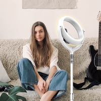 Lampu cincin 12 inci dipasangkan dengan Tripod dan dudukan ponsel untuk kosmetik rias langsung Streaming dan kecantikan