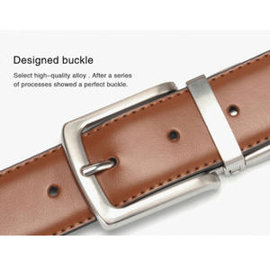 गर्म बिक्री पुरुषों की बेल्ट असली लेदर mens प्रतिवर्ती शाफ़्ट बेल्ट पिता उपहार घुमाया पिन बकसुआ बेल्ट के साथ उपहार बॉक्स - Product Image 6