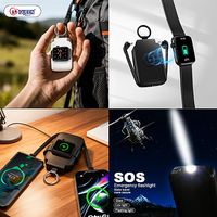 Chargeur portable ultra-plat avec écran LED de petite taille OEM, câble intégré, batterie externe magnétique sans fil 2000 mAh pour téléphone et montre