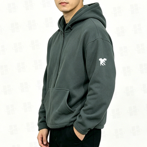 Sudadera con capucha personalizada para hombre, 100% poliéster, antiarrugas, con cremallera, ajuste holgado, dobladillo con cordón ajustable, forro polar. - Product Image 4