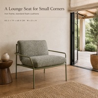 Fauteuil d'appoint en métal vert, fauteuil rembourré pour salon, fauteuil de détente moderne