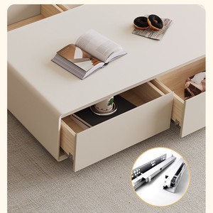 Modern Minimalist Tv Cabinet And <b>Coffee</b> <b>Table</b> Set White Solid Wood Storage Living Room Furniture With Drawers - Product Image 4