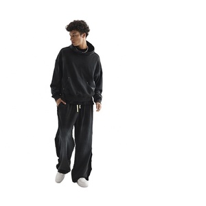 Felpa da <span class=keywords><strong>Uomo</strong></span> di Alta Qualità, 50% Cotone Anti-Restringimento, Corta e Larga, con Colletto a Cappuccio, Vestibilità Ampia, Invernale, Tinta Unita o Stampata, Pullover Imbottito - Product Image 3