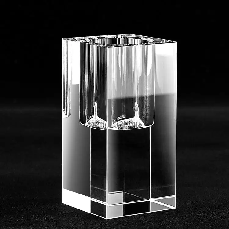JY sıcak satış K9 kristal 3D lazer Engrave özelleştirilmiş tasarım cam bloklar boş küp delik ile