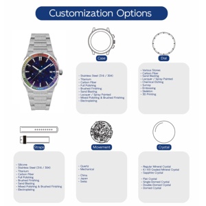 Orologio da Uomo con Logo Personalizzato, 42MM, Acciaio Inossidabile Sabbiato, Movimento Giapponese, Quadrante Effetto Polvere di Stelle - Product Image 3