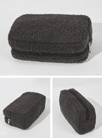 DICHOS Großräumige Sherpa-Teddy Weiche Polyester-Kosmetiktasche mit Reißverschluss Reise-Make-up-Tasche für Tägliche Aufbewahrung und Reisen