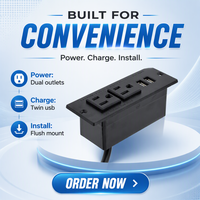 Enchufe de Mesa Doble USB Boente para Oficina, con 2 Puertos de Carga, Material ABS, Clasificación IP44, Enchufe Eléctrico para Uso Comercial