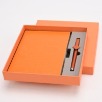 Ensemble cadeau de carnet personnalisé orange avec stylo |   Journal d'affaires en cuir PU dans un coffret de luxe pour cadeaux promotionnels, souvenir d'entreprise