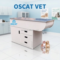 Table de traitement vétérinaire OSCAT pour animaux de compagnie, plateforme de manipulation avec 3 tiroirs et 1 armoire, surface lisse anti-corrosion pour hôpital vétérinaire