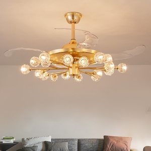 Customized Nordic Living Room <b>Fan</b> Light Multi-<b>head</b> Crystal Ceiling <b>Fan</b> Light Dining Room <b>Fan</b> Light Home Light Luxury <b>Fan</b> Light - Product Image 1