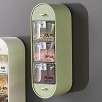 Moderne hangende plastic wandgemonteerde 3-laags kruidenrek lade organizer keuken kruidenbox opbergdoos