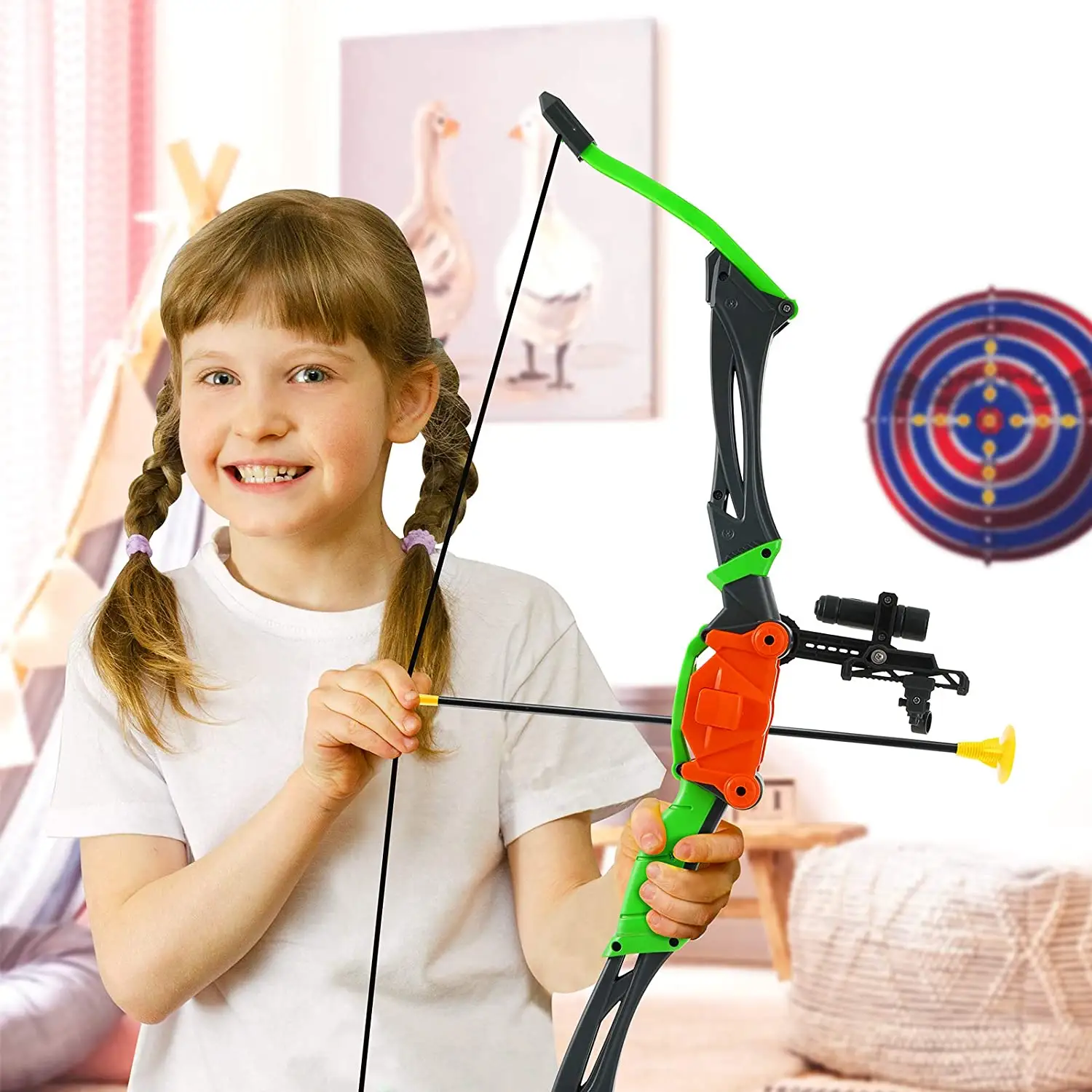CPC Children's Luminous Archery Shooting Target Game Outdoor Sports Recurve Plastic Toy Bow and Arrow for Kids