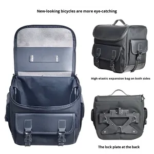 <span class=keywords><strong>Sacoche</strong></span> latérale de moto en cuir vintage imperméable à dégagement rapide pour Cruiser, <span class=keywords><strong>sacoche</strong></span> de bagages rétro - Product Image 5