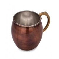 Taza de Cobre Turca Auténtica Shark Anatolia Riva, Vidrio Martillado, Tradicionalmente Recubierta de Estaño, Clásica, Ecológica, con Asa, para Hotel