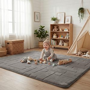 Alfombra de Pelo Largo de Imitación de Piel de Conejo, Suave, Antideslizante, para Sala de Estar, Alfombra de Juego para Niños, Alfombra de Espuma Viscoelástica para Bebés - Product Image 1