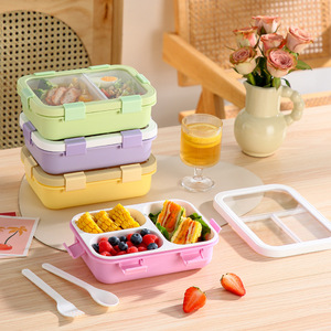 Boîtes à lunch avec compartiments, boîtes à lunch compatibles avec les fours à micro-ondes, boîtes à lunch carrées avec couverts - Product Image 1