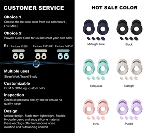 Custom Quiet 2 Ear <b>Plugs</b> Soundproof Noise Reduction Earplugs Safety Reusable Silicone Ear <b>Plugs</b> for Sleep - Product Image 4