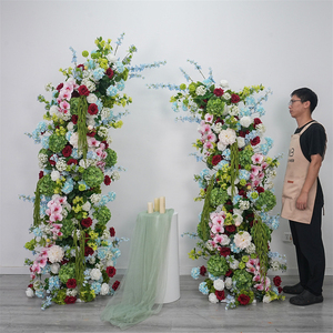 New Customization Wedding Arch Horn Shaped White Greenery Wedding <b>Flowers</b> Curved Arch Stage Background - Product Image 1