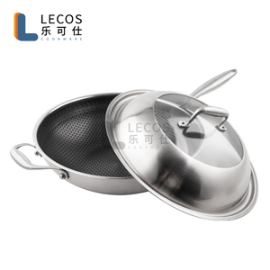 Sartén Profunda <span class=keywords><strong>Antiadherente</strong></span> de Acero Inoxidable LECOS Factory <span class=keywords><strong>Jumbo</strong></span> para Cocinar y Freír con Asa Auxiliar, Apta para Inducción - Product Image 4