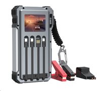 Démarreur de voiture solaire 12000 mAh multi-ports avec lampe de camping, batterie Li-Polymère pour véhicules 12V, affichage LCD, utilisation d'urgence