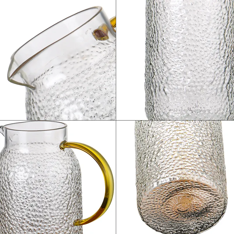 Caneca de água com copo de vidro de borosilicato alto, conjunto de chaleira de vidro resistente ao calor com tampa de alça em aço inoxidável