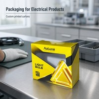 Boîte d'emballage pour ampoule personnalisée avec fenêtre transparente en PVC et pelliculage brillant