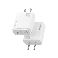 Chargeurs de téléphone intelligents multi USB type C PD 3.0 40W 5V/2A, charge rapide super rapide, deux prises, chargeur mural rapide