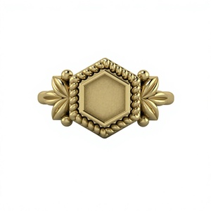 Base de Plata de Ley para Joyería, Diseño Hexagonal de 6mm con Bisel y Diseño de Hojas Trenzadas, Componente para Joyería de Resina con Cenizas, Logotipo Personalizado - Product Image 1
