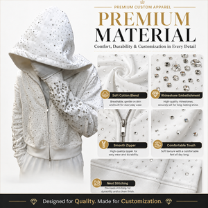 Sudadera con Capucha Premium Personalizada de Alta Gama para Hombre, Sudaderas de Algodón al por Mayor, Sudadera con Pedrería Negra de Gran Peso - Product Image 2