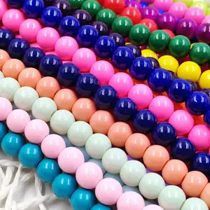 Hot Selling Opaque Cream Diy Sphere Hand Made Jewelry Making 6mm Tiny Round Colored Glass Beads