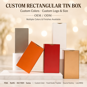 Venta al por mayor de fábrica, bajo MOQ, caja metálica cuadrada de hojalata para té, aperitivos y embalaje de regalos - Product Image 1