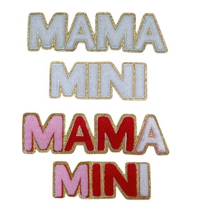 Nuovo commercio all'ingrosso oro Glitter ciniglia Mama Patch lettera di ferro personalizzato su MAMA ciniglia Patch Mini Patch ciniglia per la <span class=keywords><strong>mamma</strong></span> <span class=keywords><strong>abbigliamento</strong></span> - Product Image 2
