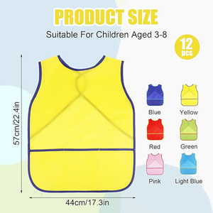 Tablier de dessin imperméable pour enfants, personnalisé <span class=keywords><strong>en</strong></span> polyester, tablier de <span class=keywords><strong>peinture</strong></span> réglable, vêtements de protection pour enfants, cuisine, école - Product Image 2