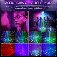 27 projecteurs laser RGB pour DJ, lumières de fête, effets stroboscopiques LED, effet UV, DMX-512, télécommande, contrôle sonore, auto, discothèque, spectacles, mariage |