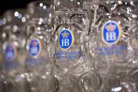 Hofbraeuhaus Muenchen, verres à bière classiques de haute qualité, durables et réutilisables, 1 L, avec poignée, logo HB original pour l'Oktoberfest