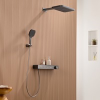 Robinet mural en cuivre brossé or chaud et froid, ensemble de douche encastré avec mitigeur intégré en céramique