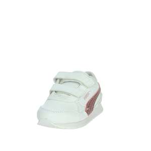 Sneakers Puma da bambina bianche e rosa con glitter, striscia laterale e chiusura in velcro, modello chunky - Product Image 6