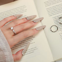Vente en gros de faux ongles artificiels extra longs personnalisés, ongles à presser avec strass solides, faits à la main, pour mariage
