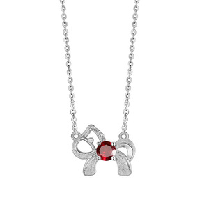 Collier ras-de-cou en argent sterling 925 avec pendentif nœud en pierre naturelle ronde de 5 mm, serti de pierres précieuses colorées, pour femme - Product Image 1