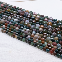 Perles rondes lisses en agate indienne naturelle 6mm 8mm 10mm 12mm, multicolores, pour la fabrication de bracelets et de colliers