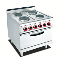 Cuisinière électrique commerciale en acier inoxydable de haute qualité, 4 plaques chauffantes, four encastré, équipement de restauration hôtelière, nettoyage facile, garantie 1 an