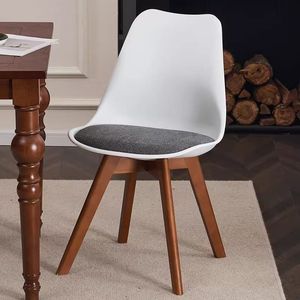 Sedia Tulip in PP Stile Nordico Moderno con Gambe in Legno, Sedia da Pranzo per Cucina, Caffè, Ristorante, Arredamento Casa - Product Image 1