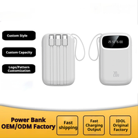 Batterie externe ultra-mince 5000 mAh 10000 mAh 20000 mAh avec écran LED, câble intégré, cordon et prise Type-C – Coffret cadeau