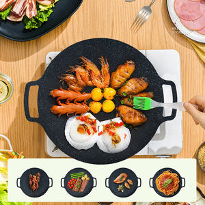 28/30/34/36/38 см для кемпинга, уличная Корейская чугунная кухонная сковорода для барбекю, гриля, плита из углеродистой стали, сковорода для гриля с антипригарным покрытием - Product Image 4