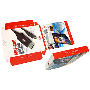 Boîte en carton blanc pliable intégrée personnalisée, accessoires pour <span class=keywords><strong>téléphone</strong></span> <span class=keywords><strong>portable</strong></span>, emballage de câble USB, boîte en papier avec trou de suspension - Product Image 1