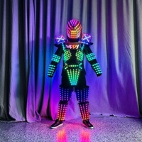 Costume et casque de scène en polyester illuminés par LED pour la danse, les remises de diplômes, les événements, la rentrée scolaire et Diwali