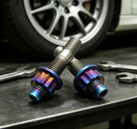 Boulon de moyeu de roue automobile en alliage de titane Gr5, goujon de roue de voiture M16x1.5 45mm bleu-violet brûlé, fixation en titane usinée CNC pour voitures