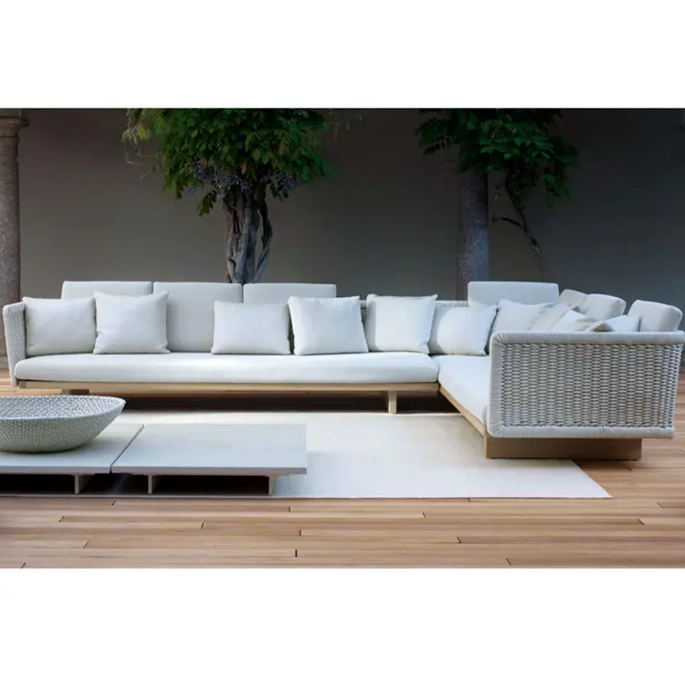 Sofá moderno personalizado para exteriores, muebles de jardín, 3 asientos